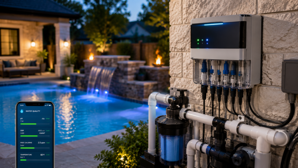 Automated pool chemical monitoring system improving water quality
